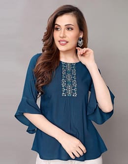 Prussian Blue Coloured Embroidered Rayon Top

SKU:

118TK2647-S