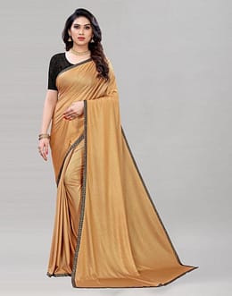 Fawn Tan Lycra Shimmer Saree | 1956S222