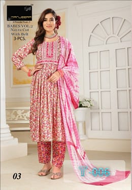 Babes Vol 2 With Belt Manjeera Readymade Pant Style Suits