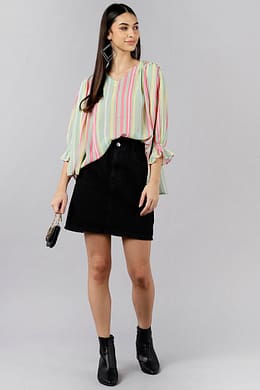 Multi Color Georgette Striped Top VT1191