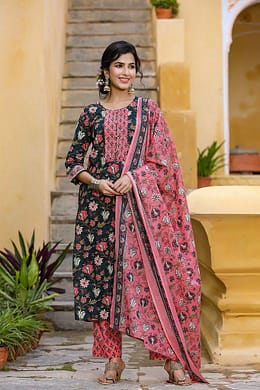Teal Rayon Blend Suit Set VKSKD1233